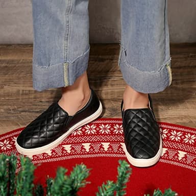 STQ Loafers for Women Quilted Slip On Sneakers Casual Comfort Memory Foam Fall Shoes Black 7.5 - Image 8