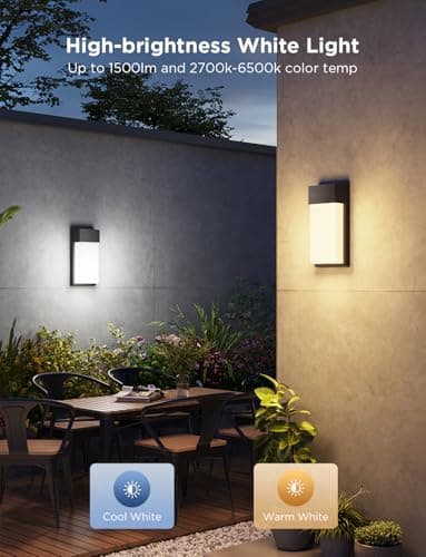 Govee Outdoor Wall Light, 1500LM Smart RGBIC Porch Lights Outdoor with 45 Scene Modes, IP65 Waterproof for Outdoor Decor, DIY Lighting Effects, Works with Alexa, Google Assistant and Matter, 2 Pack - Image 4