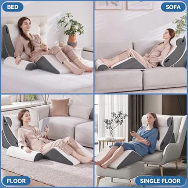 Wedge Pillow Set for After Surgery, 5 PCS Bed Wedge Pillow for Sleeping, Memory Foam Orthopedic Back Pillow for Pain Relief and Acid Reflux, Adjustable Post Surgery Pillow Grey - Image 9