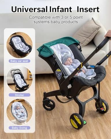 Baby Car Seat Head Support with Extra Headrest, Adjustable Infant Car Seat Insert with Shoulder Pads Set, Breathable Mink Dot Carseat Cushion for Newborn, Fits for Stroller, Baby Swing, Bouncer - Image 4