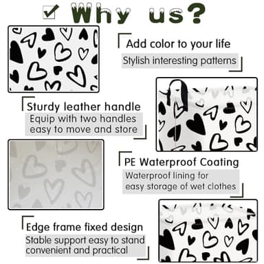 FXOCSHE Rectangular Easter Basket,Heart Gift basket Organizer Bins for Girls Room Decor,Nursery hamper,Easter decor(Lovely black heart) - Image 6