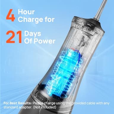 Operan Cordless Water Flossers for Teeth, 300ML Rechargeable Oral Irrigator with 4 Modes & 4 Nozzles, Portable Water Flossers for Adults, IPX7 Waterproof for Home and Travel, Black,01Pack - Image 6