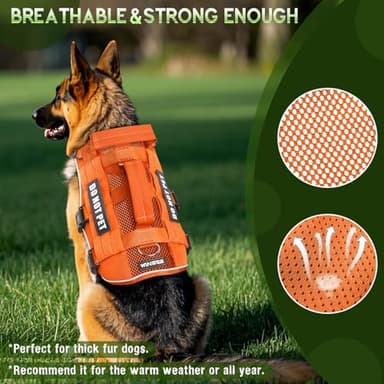 WINSEE Mesh Dog Harness with 10 Pet Patches for Large Service Dog in Training, Breathable Tactical Molle Vest with Double Handles, Reflective Military Pet Vest for Walking Hiking - Image 2