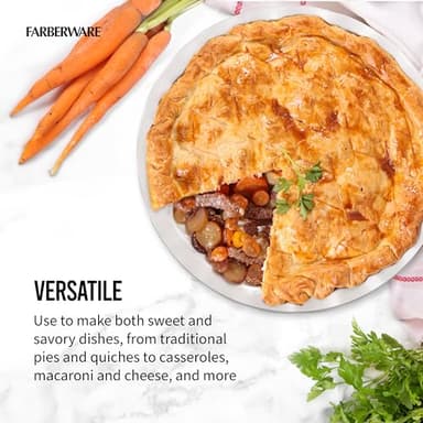 Farberware Bakers Advantage Durable Stoneware Ceramic Pie Dish, Ideal for Making Sweet and Savory Dishes, Heat Resistant, 10 Inch, Teal - Image 3
