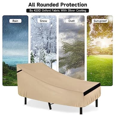 NEVERLAND Waterproof Patio Lounge Chair Cover, Outdoor Chaise Lounge Covers with Heavy Duty Material, 420D Waterproof Outdoor Chairs Cover 82L x 57W x 32H inch Golden (2 Pack) - Image 4