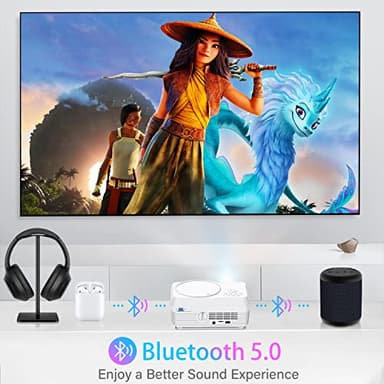 Full HD Bluetooth Projector Built in DVD Player, 12000LM 1080P Supported, Portable Mini DVD Projector for Outdoor Movies, 250" Home Theater, Compatible with iOS/Android/TV Stick/PS4/HDMI/USB/TF Card - Image 4