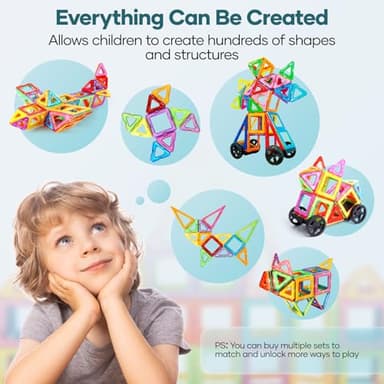 Magnetic Building Blocks, 98PCS Magnet Toys, Kids Magnetic Game, Montessori Toys for Ages 3 4 5 6 7 8 for Boys and Girls, Construction Toy Building Blocks Kit - Image 4