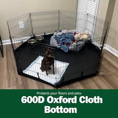 PJYuCien Dog Playpen, 8 Panels 24’’H Dog Pens Indoor with Bottom Pad, Metal Foldable Pet Puppy Exercise Fence Crate Kennel, Better for Small Animals,Black - Image 7