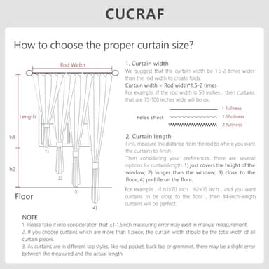 CUCRAF Blackout Curtains 84 inches Long for Living Room, Dark Grey Room Darkening Window Curtain Panels, Rod Pocket Thermal Insulated Solid Drapes for Bedroom, 52x84 inch, Set of 2 Panels - Image 9