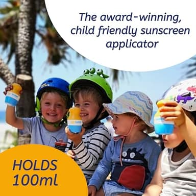 Solar Buddies Sunscreen Applicator - Single Blue - Refillable Roll on Sponge Sunscreen, Suncream & Lotion Applicator For Kids, Adults & Families - Holds 3.4fl oz, Perfect Size for Travel - Image 2