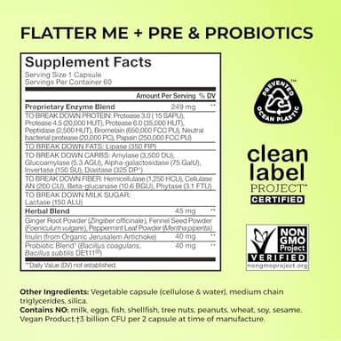 HUM Flatter Me Digestive Enzymes for Women & Men, Digestive Health Bloating Supplement with Ginger & Peppermint Leaf, Fast Acting Anti Bloat Pills Multi Enzyme for Debloating, Vegan,180 Capsules - Image 5
