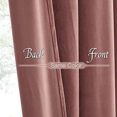 RYB HOME Mauve Velvet Curtains 2 Panels Set, Privacy Room Darkening Curtains & Drapes Thermal Insulated Window Treatmernt Luxury Holiday Decoration for Living Room Party Backdrops, W52 x L96 inches - Image 5