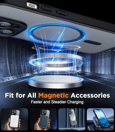 SPIDERCASE Designed for iPhone 13 Pro Max Case, Magnetic Translucent with 2PCS Tempered Glass Screen Protector [Full Camera Protection] Anti-Fingerprint Phone Case for iPhone 13 Pro Max 6.7'',Black - Image 6