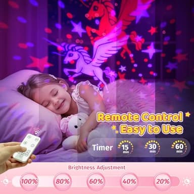 PIKOY Night Light for Kids, 90 Modes+6 Films+Dimmer+Timer+Remote Kids Night Light Projector, Rechargeable Built-in Battery+360° Silent Rotation Butterfly/Princess/Mermaid Room Decor,Girl Toys/Gifts - Image 5