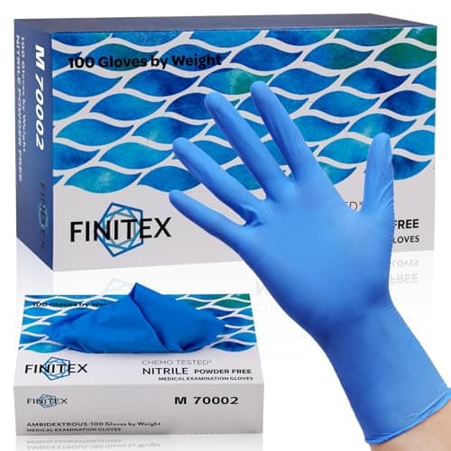 FINITEX Nitrile Disposable Medical Exam Gloves - 4 mil Powder-free Stretch Latex-Free Blue 100 PCS For Examination Home Cleaning Food Glove (100, Medium) - Image 1