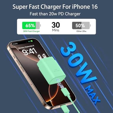 Phone 17 16 Pro Max Charger Fast Charging Block, 30W Phone 17/16 Pro Max USB C Fast Charger with 10 FT Type C Fast Charging Long Cable Cord for i.Phone 17 Pro Max/17 Pro/17/Air/16 Pro max/16 Pro/15 - Image 2
