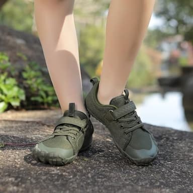 KUBUA Boys Girls Sneakers Kids Sports Barefoot Shoes for Indoor Outdoor Walking Running Athletic Gym Tennis B Green Size 4 Big Kid - Image 6