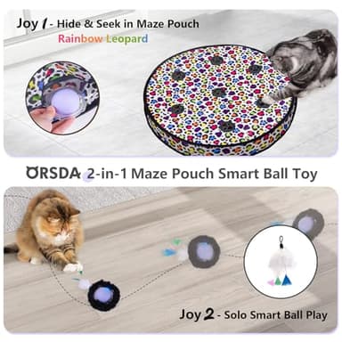ORSDA Cat Toys, Interactive Activated Moving Ball in 7 Holes Mat, Automatic Fast Rolling Ball, Hide and Seek Toys for Indoor Cats, Exercise Kicker Mouse Catching Game - Image 2