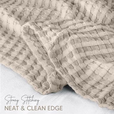 Utopia Bedding Khaki 100% Cotton Waffle Blanket 300 GSM [King - 90x108 Inch] Soft Lightweight Breathable Bed Blanket for All Season - Image 3