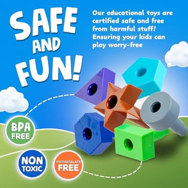 Skoolzy Peg Board Set - Montessori Toys for 2 Year Old - 38 Pc Plastic Peg Board for Kids with Shapes - Occupational Therapy Toys with Pegs, Dice, Lacing String & Storage Bag - Image 5