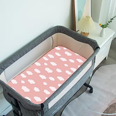 Baby Bassinet Sheets 4 Pack Compatible with 33" x 20" Mika Micky, Baby Delight, Dream On Me, AMKE and Other Rectangle Bassinet Mattress, Ultra Soft & Skin-Friendly, Pink Print - Image 5