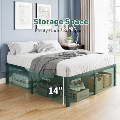 LUKIROYAL Full Metal Bed Frame - 14 inch No Box Spring Needed, Platform Design, Heavy Duty 9 Legs, Easy Assembly, Black, Full Size - Image 4
