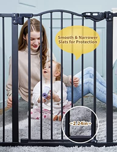 InnoTruth 29-39.6” Baby Gate for Stairs & Doorways, 30" Tall Pressure Mount Pet Gates, Easy Step Auto Close Both Sides Walk Thru Child Gate, Dual-Lock Safety Design and One-Hand Operation, Black - Image 5