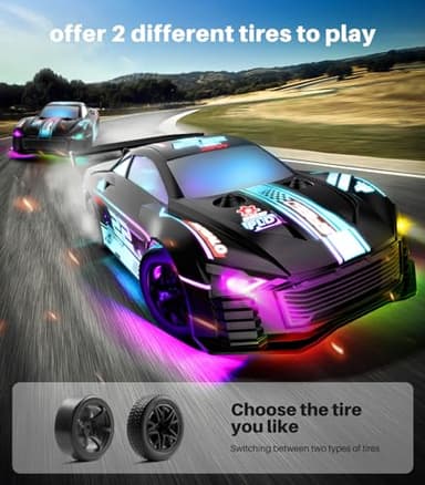 DODOELEPHANT RC Drift Car, 4WD, 2.4GHz Remote Control Vehicle with LED Lights, Drifting & Racing Tires, 2 Rechargeable Batteries, Gifts for Kids, Boys, Girls, Adults (Blue) - Image 3