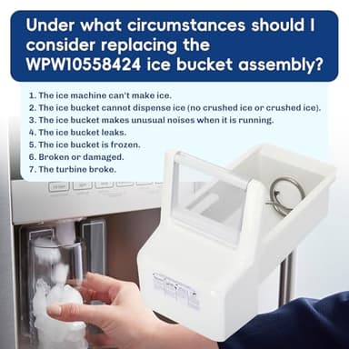 Upgraded WPW10558424 for Whirlpool Ice Maker Replacement, Refrigerator Ice Bucket Replacement with Whirlpool Replacement Ice Maker, Compatible with Whirlpool Kenmore Maytag Amana Refrigerator - Image 6