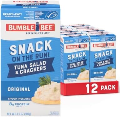 Bumble Bee Snack On The Run Original Tuna Salad with Crackers Kit (Pack of 12) - Ready to Eat Protein Snack Pack - 8g Protein per Box - Wild Caught MSC Certified Tuna - Image 3