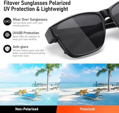 GEGURI Polarized Sunglasses Fit Over Glasses for Men Women, Oversized Square Sun Glasses UV400 Protection Shades - Image 6
