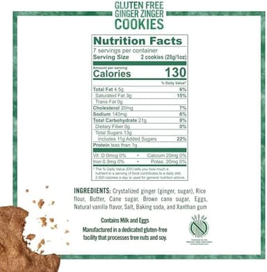 Tate's Bake Shop Gluten Free Ginger Zinger Cookies, 4 - 7 oz Bags - Image 4
