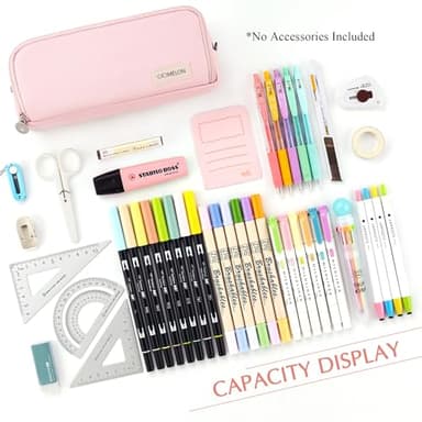 CICIMELON Large Capacity Pencil Case 3 Compartment Pouch Pen Bag for School Teen Girl Boy Men Women (Pink) - Image 4