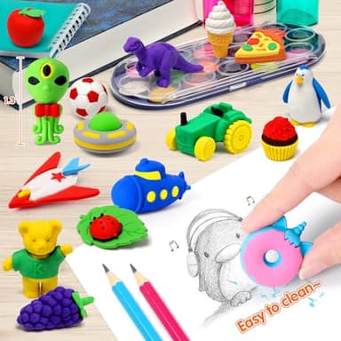 70 Pack Animal Erasers for Kids Bulk Desk Pets Classroom Prizes Treasure Box Toys for Classroom Supplies, 3D Puzzle Mini Erasers Pencil Eraser Back to School Supplies for Kids Party Favors (Random) - Image 4