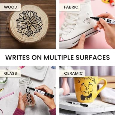 Permanent Markers Fine Tip, 30 Pack Black Quick-Drying and Fade-Resistant Permanent Markers Bulk Set for Writing and Drawing on Wood, Plastic, Metal, Glass, Stone, Ideal for Office School Supplies - Image 4