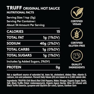 TRUFF Original Black Truffle Hot Sauce, Gourmet Hot Sauce with Ripe Chili Peppers, Black Truffle Oil, Agave Nectar, Unique Flavor Experience in a Bottle, 6 oz. - Image 2