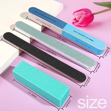 FANDAMEI Nail Files and Buffers, 20PCS Nail File Kit. Rectangular Nail Buffer Block & 100/180 Grit 7 Way Nail File & Polishing Buffer. Nail Prep Kit. Professional Manicure Nail Tools - Image 2