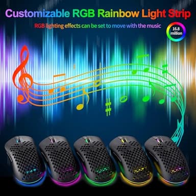 TMKB Falcon M1SE Ultralight Honeycomb Gaming Mouse, High-Precision 12800DPI Optical Sensor, 6 Programmable Buttons, Customizable RGB, Drag-Free Paracord, Ergonomic Wired Gaming Mouse - Matte Black - Image 4
