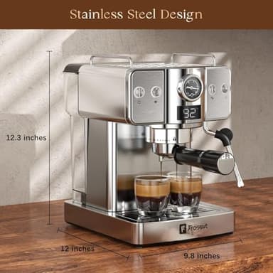 Frossvt Espresso Machine 20 Bar, Milk Frother Steam Wand, 60oz (1.8 Liters) Water Tank, 1350W for Home Barista Espresso Latte Macchiato and Cappuccino Maker - Image 8