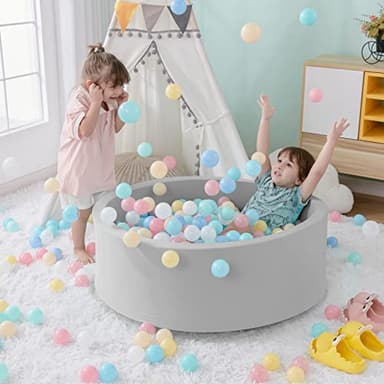 SHJADE Foam Ball Pit, 35.4"x 11.8" Ball Pits for Toddlers, Soft Round Kiddie Baby Playpen Ball Pool for Kids, Ideal Gift for Babies Indoor and Outdoor Game, Grey, (Balls not Included) - Image 6