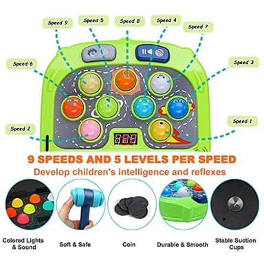 Hammer Mole Game for Toddler, Toys for 3-12 Year Old Boys and Girls, Whack Game for Kids,Gifts for 3 4 5 6+ Year Old Boys, Interactive Educational Toys with Sound and Light, PK Mode with 2 Hammers - Image 2