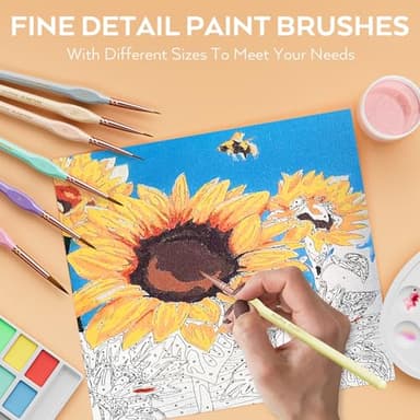 Nicpro 10PCS Micro Fine Detail Paint Brush Set, Aesthetic Pastel Small Miniature Fine Tip Detail Brushes Kit for Acrylic Oil Watercolor, Craft, Models, Miniatures, Rock Painting, Paint by Numbers - Image 4