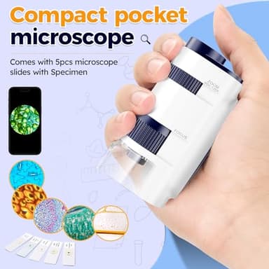 Handheld Portable Pocket Microscope for Kids - BEBANG 135x Mini Lab Kids Microscope with 5 Prepared Slides LED Portable Microbiological Observation Miniscope Tool for Science Exploration - Image 2