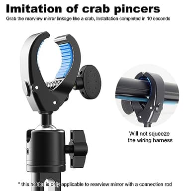 Quyee Phone Holder Car, Rear View Mirror Phone Holder - Aluminum Alloy Mount Multi-Angle Adjustment Rotatable and Retractable Compatible with All 4-7 Inch iPhone and Android Cell Phones - Image 4