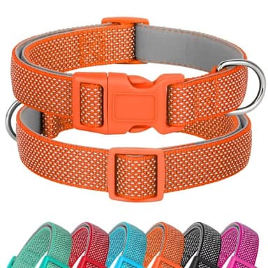 Didog Soft Padded Dog Collar with Quick Released Buckle, Reflective Dog Collar for Large Dogs, Adjustable Nylon Pet Collar for Daily Walk, Orange, L - Image 1