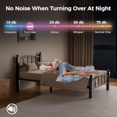 Blbeed Metal Twin Bed Frames, Noise-Free Design & Underbed Storage Heavy Duty Bed Frames with Headboard No Box Spring Needed/Tool-Free Assembly - Image 8