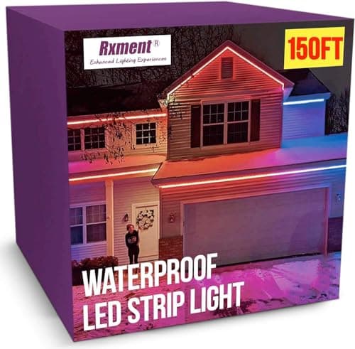 Rxment 150ft Outdoor Led Strip Lights Waterproof Led Light Strips with Remote & Bluetooth Music Sync App Control,Long Color Changing Rope Lights,5050 RGB Outside Led Lights,IP68,24V - Image 1