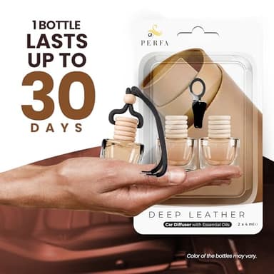 Deep Leather Car Air Freshener for Men | Pack of 2 Long Lasting Automotive Air Freshener | Odor Eliminator Car Perfume with Essential Oils | Car Air Freshener Vent Clip by Perfa - Image 5