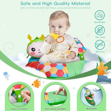 SAIMAND 3-in-1 Tummy Time Pillow for Baby 0-6 Months, Detachable Caterpillar Tummy Time Playmat for Newborns, Soft Baby Toys 0-3-6-12 Months, Play Mat for Babies Boy Girl - Image 3