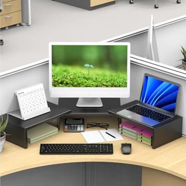 OUTIOE Dual Monitor Stand for Desk, Metal Computer Stand, Desk Shelf Riser,Desktop Organizer for Home and Office Use (Black) - Image 6